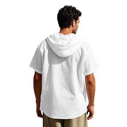 Herren Kapuzenshirt Lässig Leicht Mit Knopfleiste