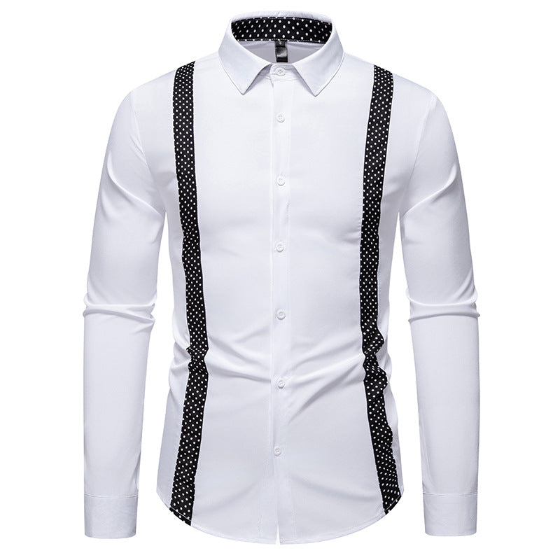 Herren Langarmhemd Modern mit Kontrastpunkten Slimfit