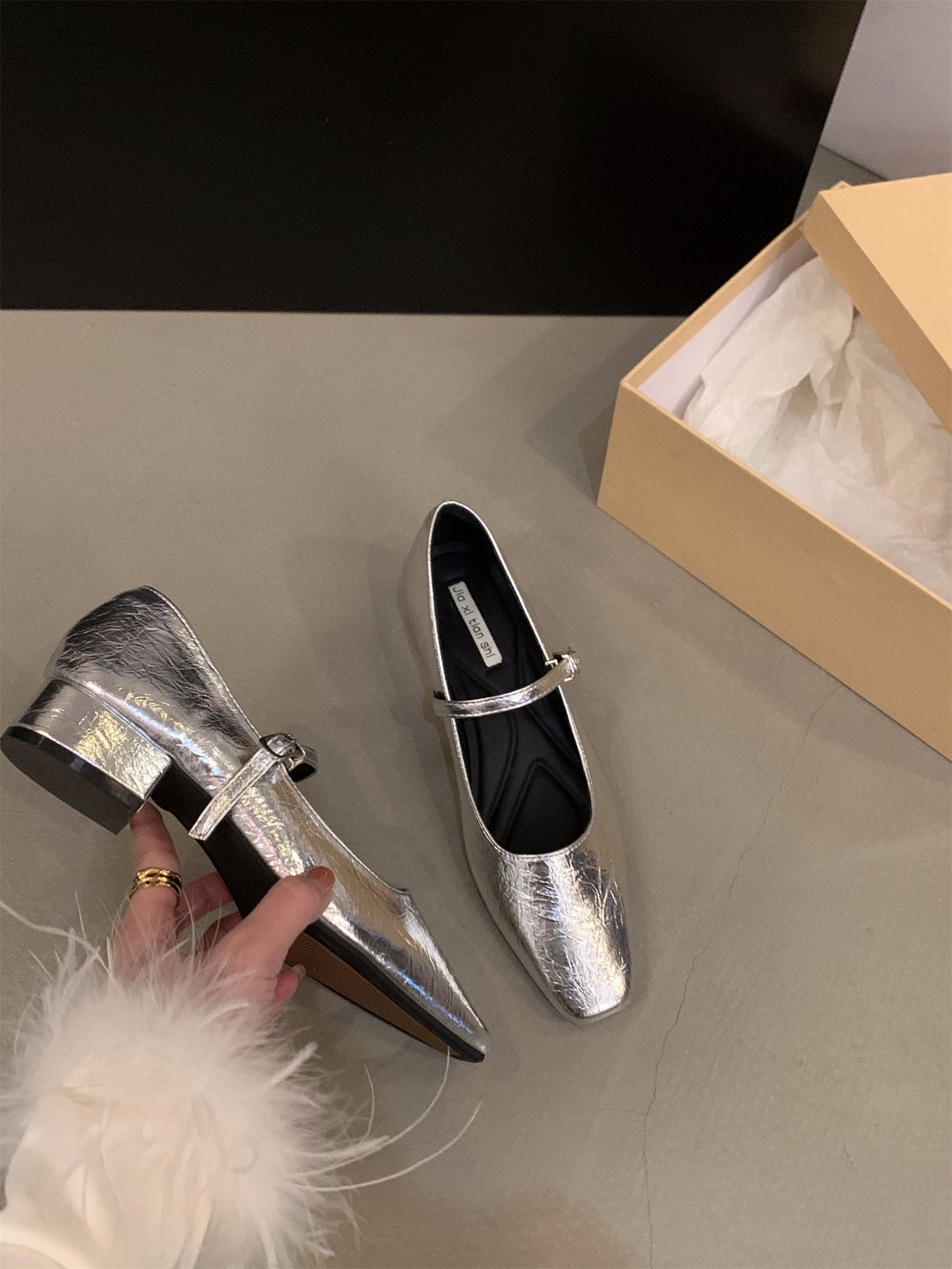 Damen Ballerinas Elegante Schuhe Metallic Komfort
