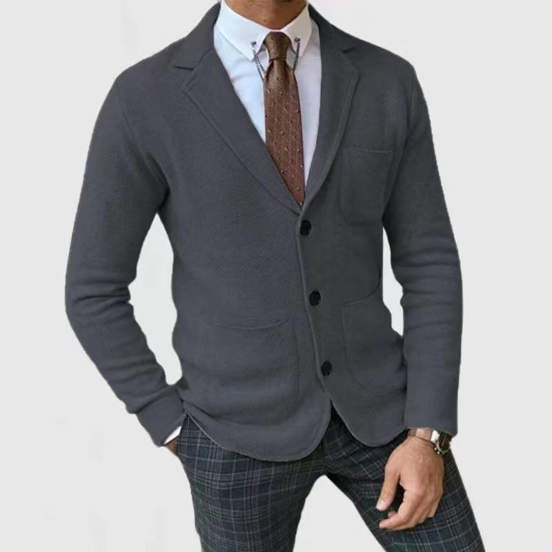 Herren Strickjacke Modern mit Taschen Braun Elegant