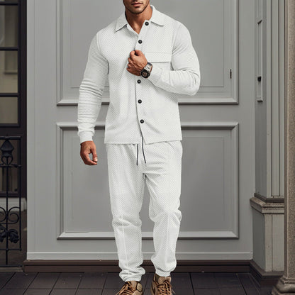 Bequemes Herren Sportset Langarmshirt Jogginghose Grau