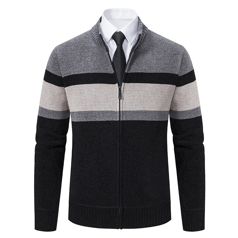 Herren Strickjacke Strukturiert Hochschließend Modern