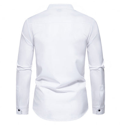 Herren Langarmhemd Asymmetrisch Knopf Design Modern
