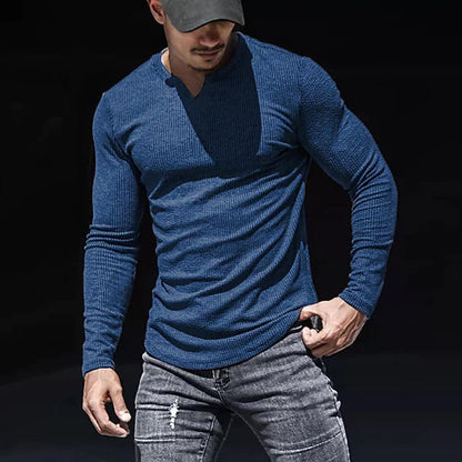 Herren Langarmshirt V-Ausschnitt Modern Style