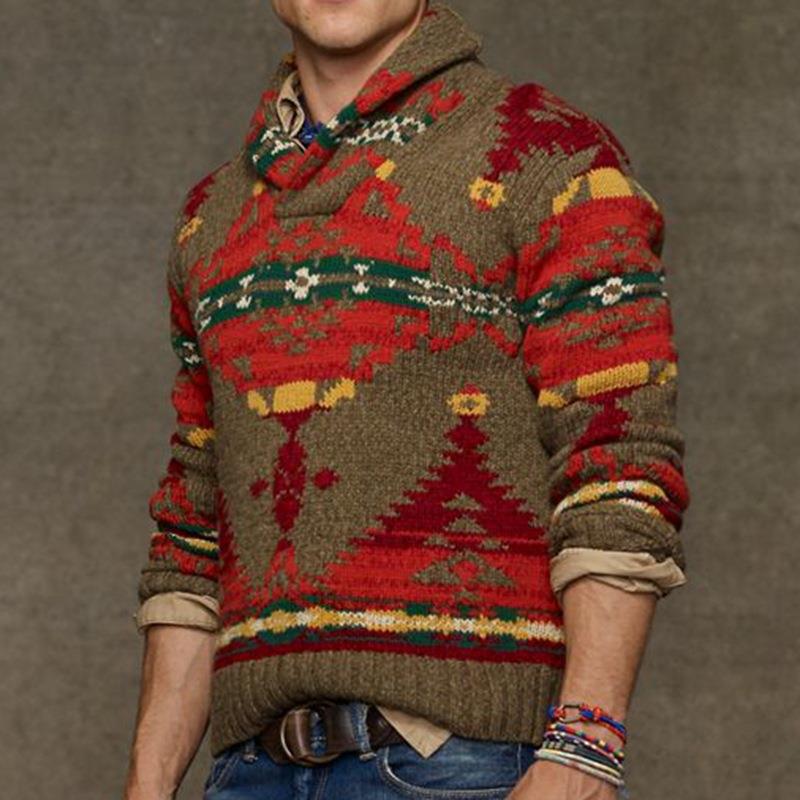 Herren Pullover Grobstrick Modern Hochkragen Trendig