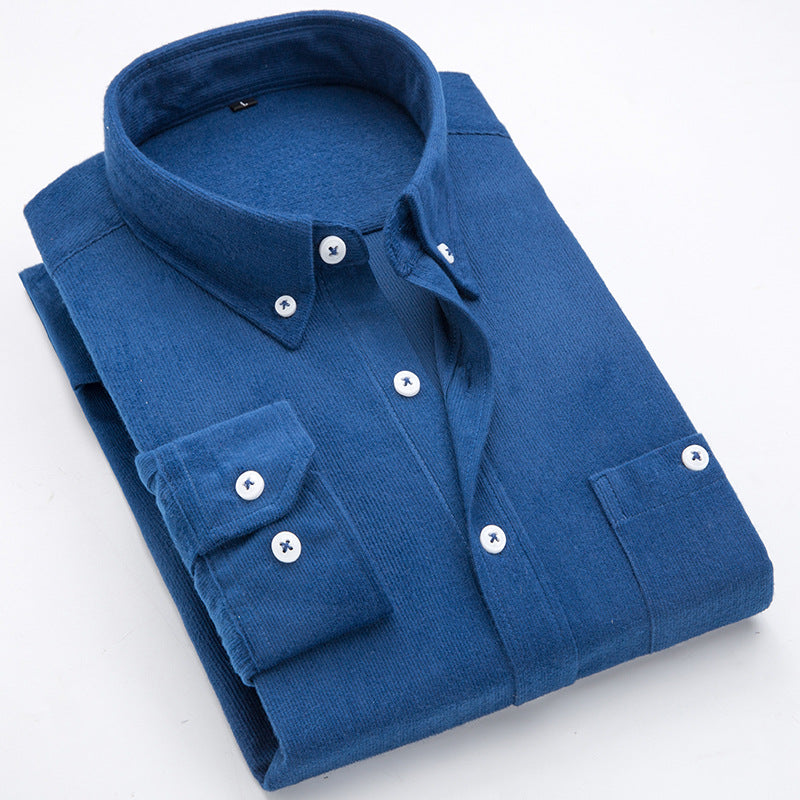 Herren Hemden Cord Button-Down Kragen Brusttasche Casual