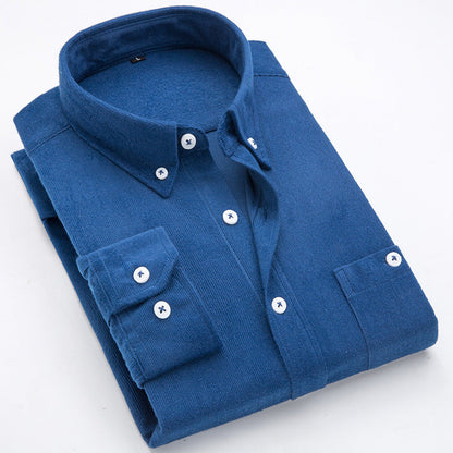 Herren Hemden Cord Button-Down Kragen Brusttasche Casual