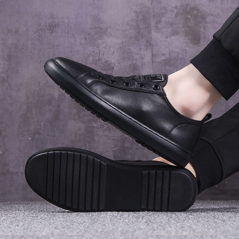 Herren Sneaker aus Leder Bequem Elegant Schwarz