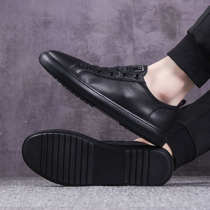 Herren Sneaker aus Leder Bequem Elegant Schwarz