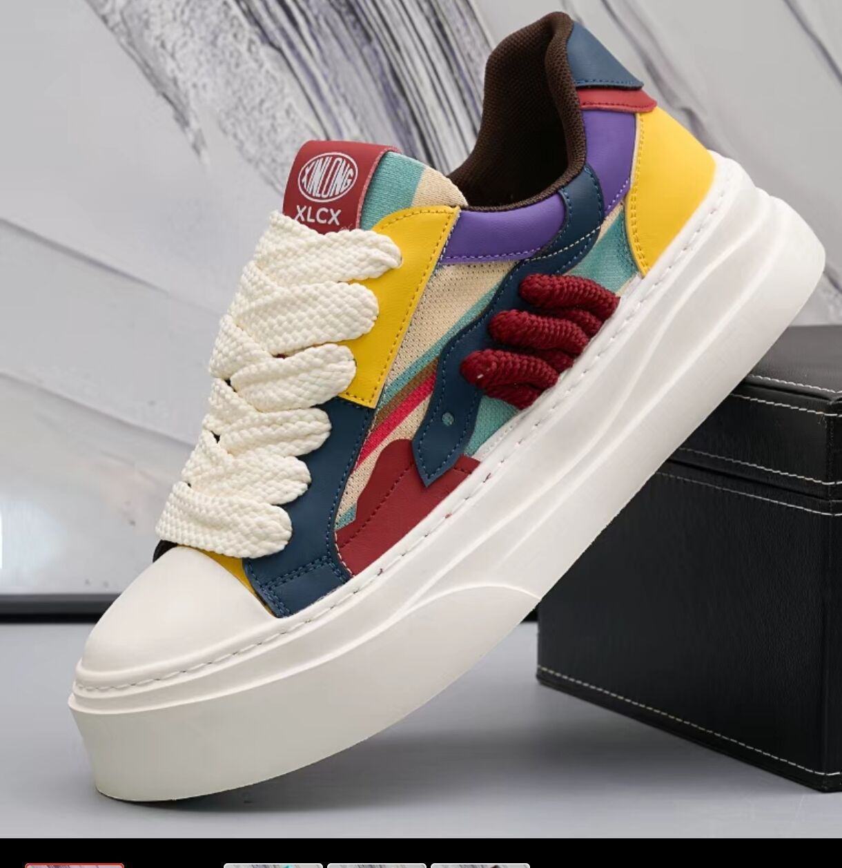 Damen Sneaker Plattform Schuhe Bequem Grafik Design