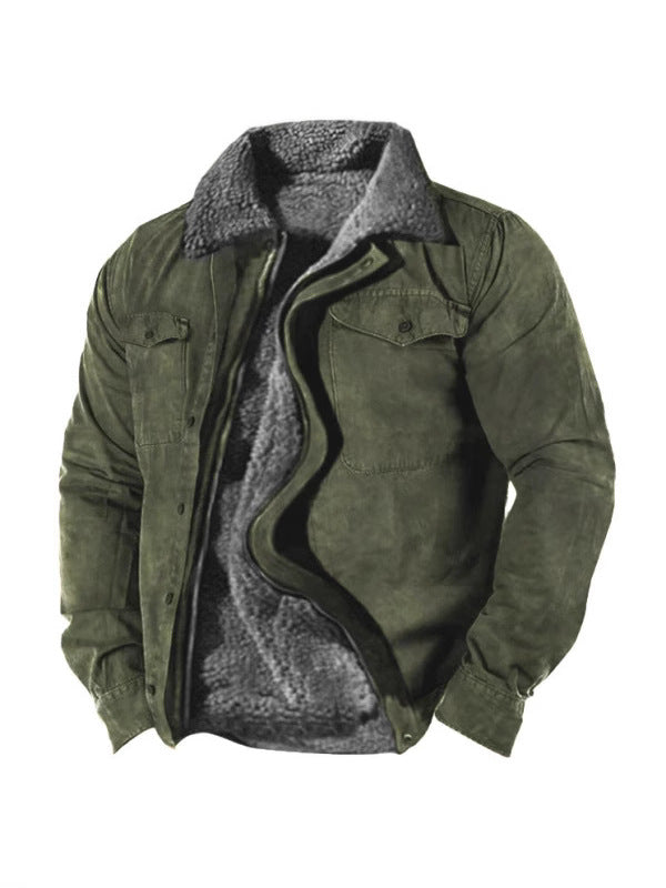 Herren Winterjacke Warm Isoliert Knopfverschluss