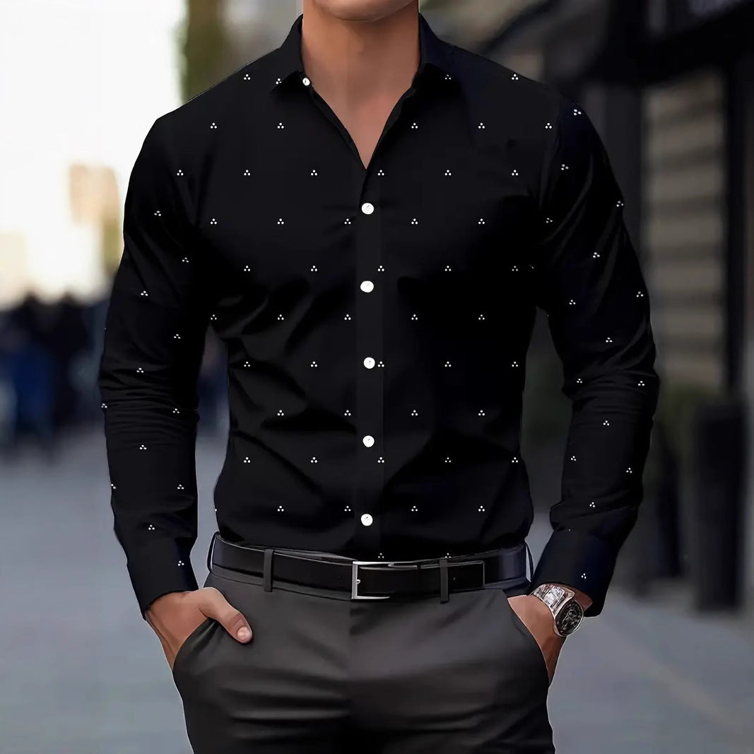 Herren Langarmhemd Elegantes Punktemuster Modern