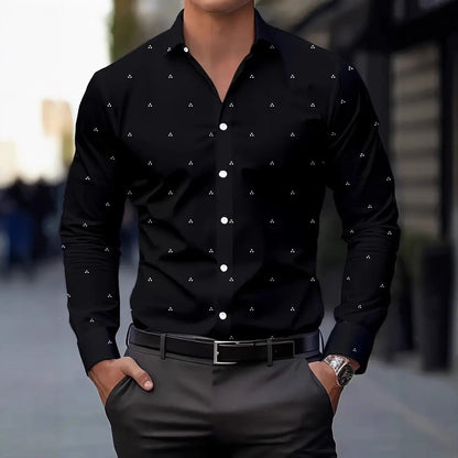 Herren Langarmhemd Elegantes Punktemuster Modern