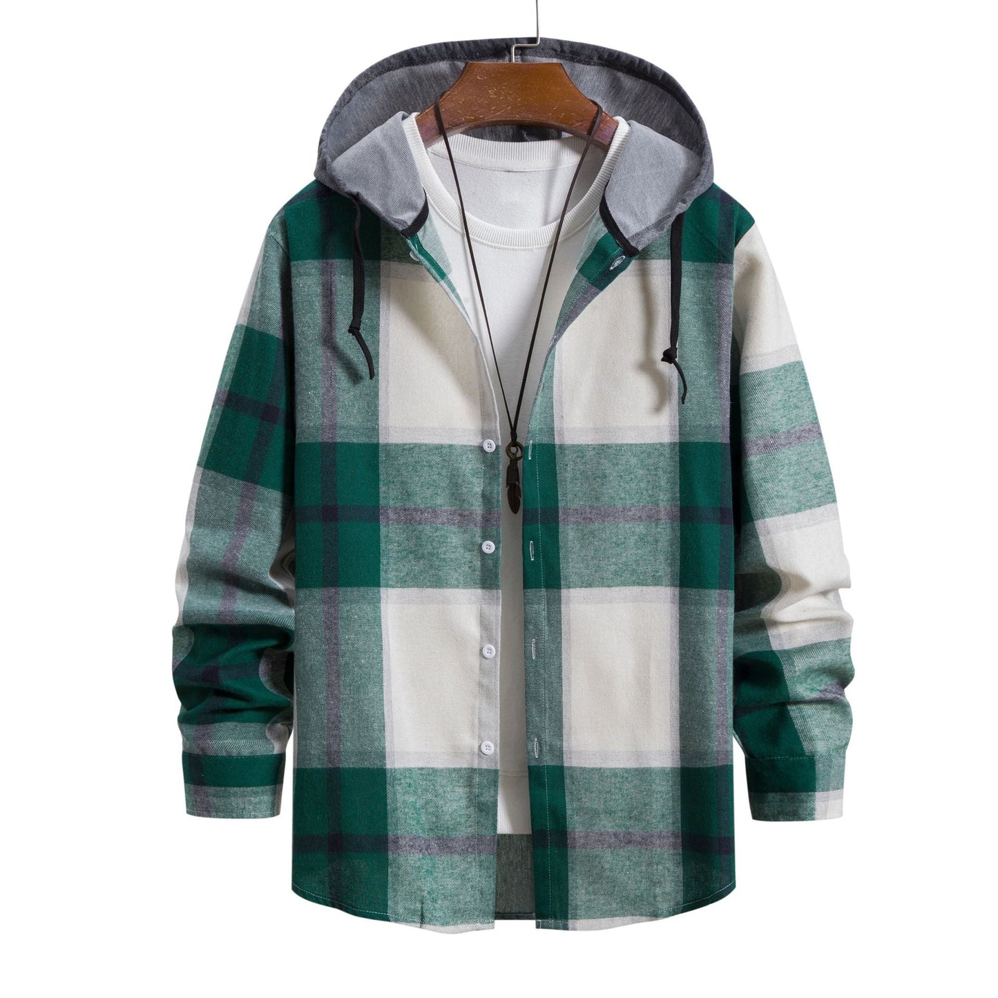 Herren Jacke Freizeit Kapuze Modern Karo Muster - BerlinGlamour