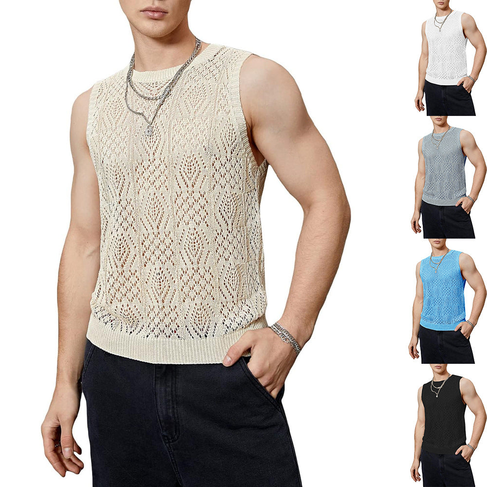 Herren Strickpullover Modernes Lochmuster Trendy - BerlinGlamour
