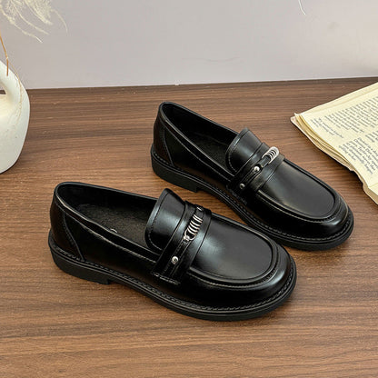 Damen Loafers Elegant Metallic Detail Schuhe Modisch