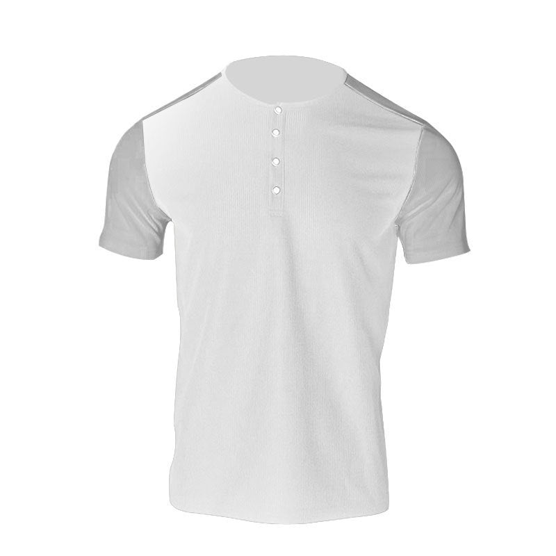 Herren Hemd Kurzarm Modisch Henley Kragen