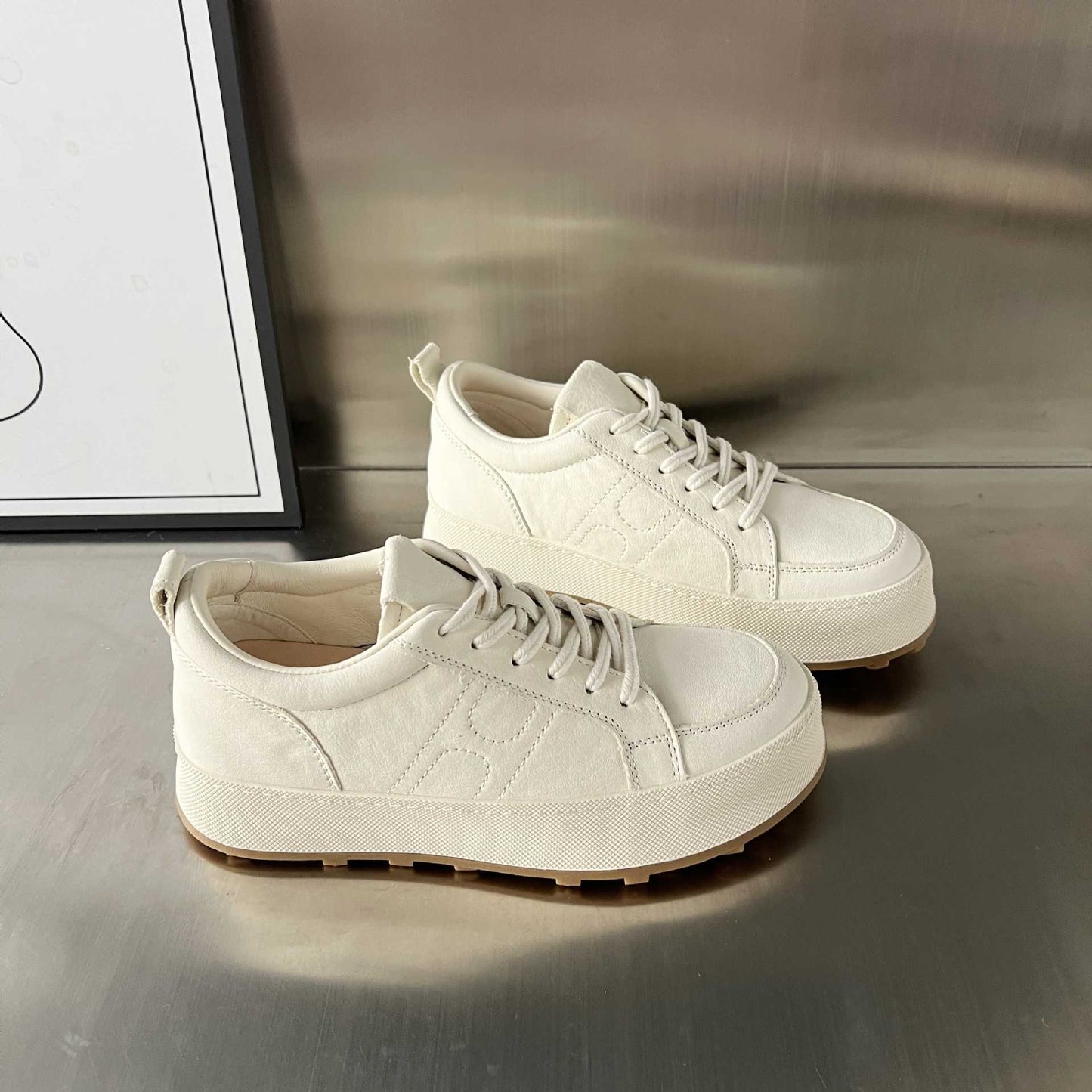 Damen Sneaker Sportlich Plateau Komfort Lace