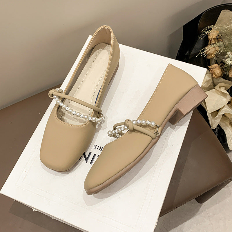 Damen Ballerinas Elegant Perlen Schuhe Komfort