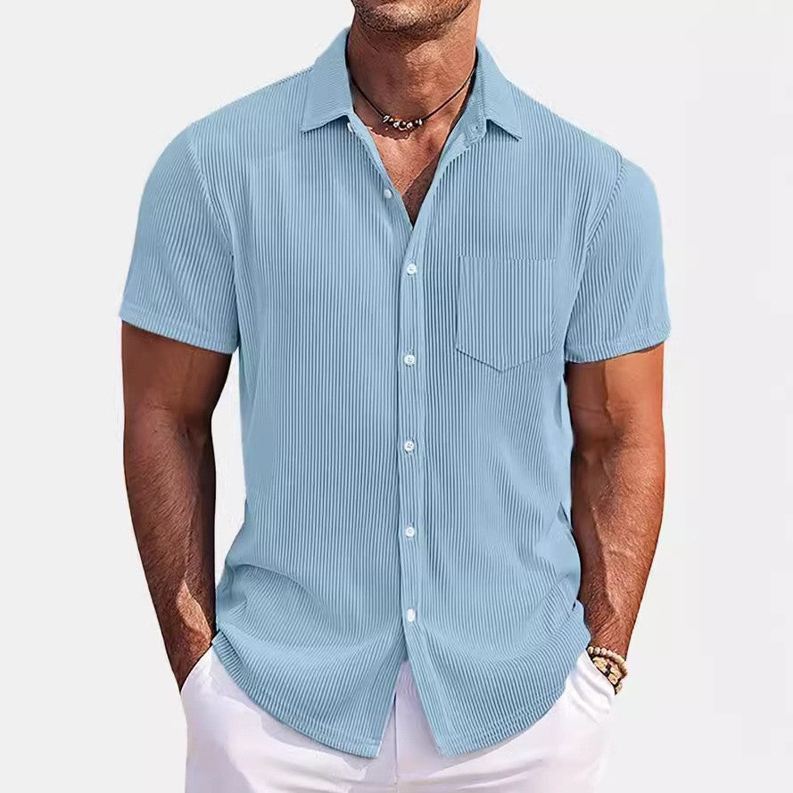 Herren Hemd Kurzarm Modern mit Streifenmuster Slim Fit