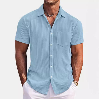 Herren Hemd Kurzarm Modern mit Streifenmuster Slim Fit