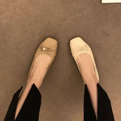 Damen Ballerinas Weich Bequem mit Knoten Detail