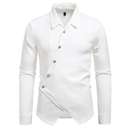 Herren Langarmhemd mit Asymmetrischem Knopfdesign Modern