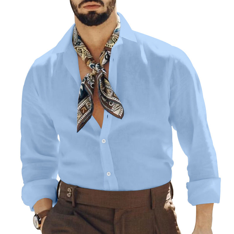 Herren Langarmhemd Modern Elegant mit V-Ausschnitt