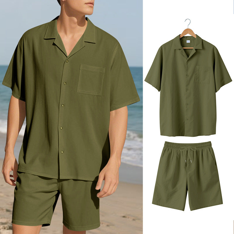 Herren Sommergarnitur Atmungsaktiv Kurzarmhemd Shorts