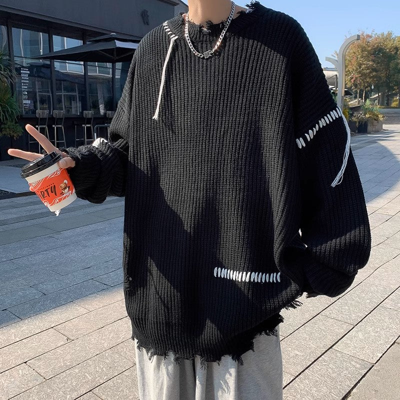 Herren Strickpullover Lässig Asymmetrisch Modern