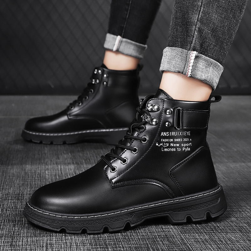 Herren Stiefel Robust Leder Schuhe Modern