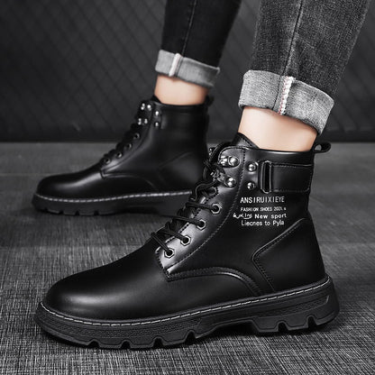 Herren Stiefel Robust Leder Schuhe Modern