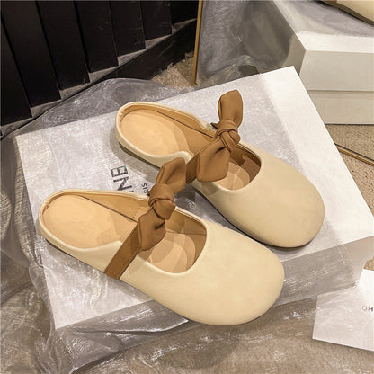 Damen Mules Bequem mit Schleife Modisch