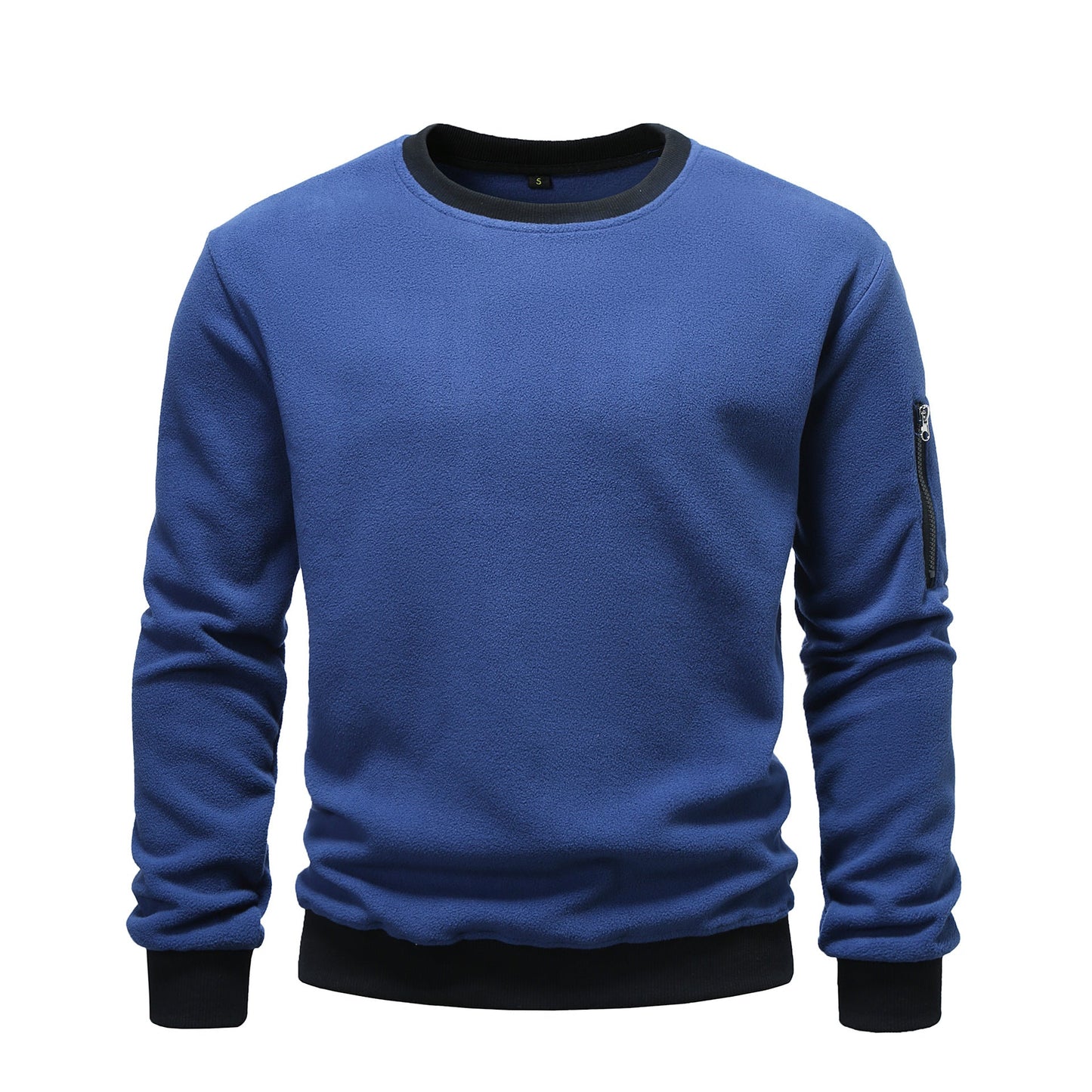 Herren Fleece Pullover Kuschelig Reißverschluss Tasche