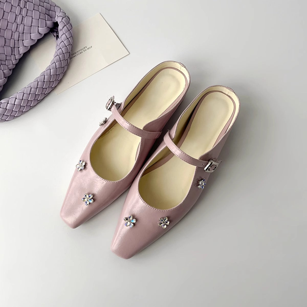 Damen Slingback Schuhe Elegante Blumenapplikationen