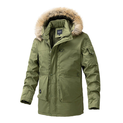 Herren Winterjacke Baumwoll Warm mit Abnehmbarer Kapuze