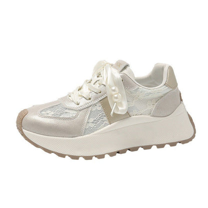 Damen Sneaker Glänzend Elegantes Design Schnürung - BerlinGlamour