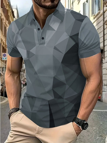 Herren Poloshirt Geometrisches Design Atmungsaktiv