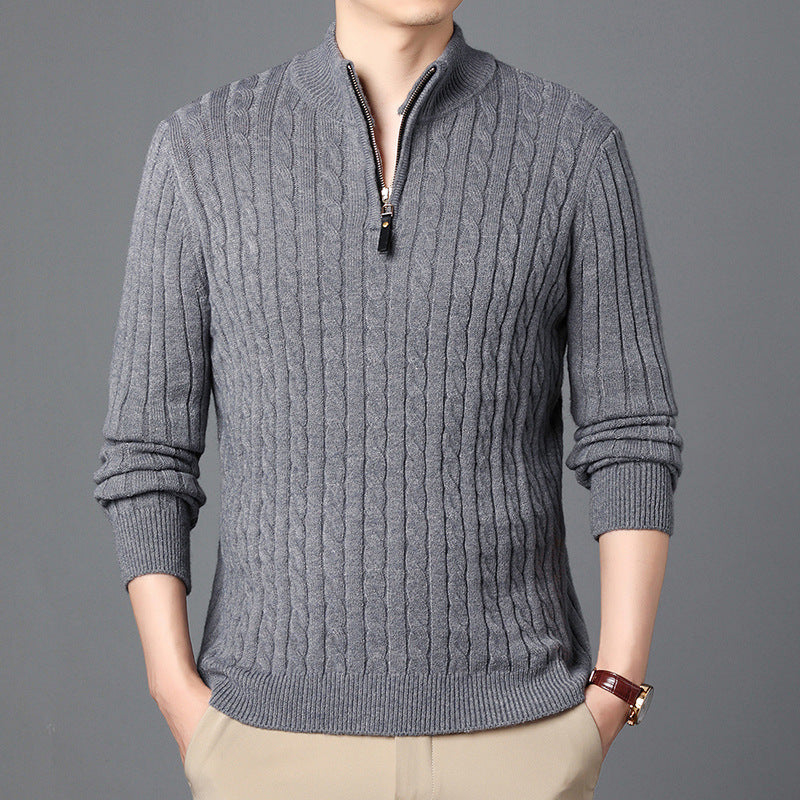 Strickpullover Herren Modern mit Reißverschluss und Struktur Details - BerlinGlamour