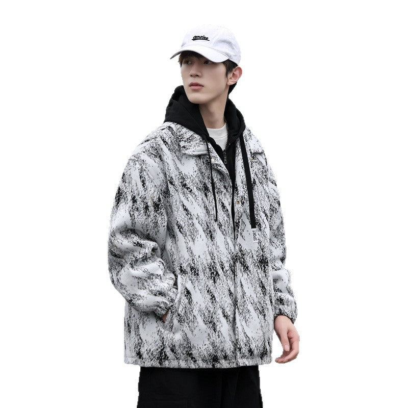 Herren Übergangsjacke Karomuster Kapuze Modern