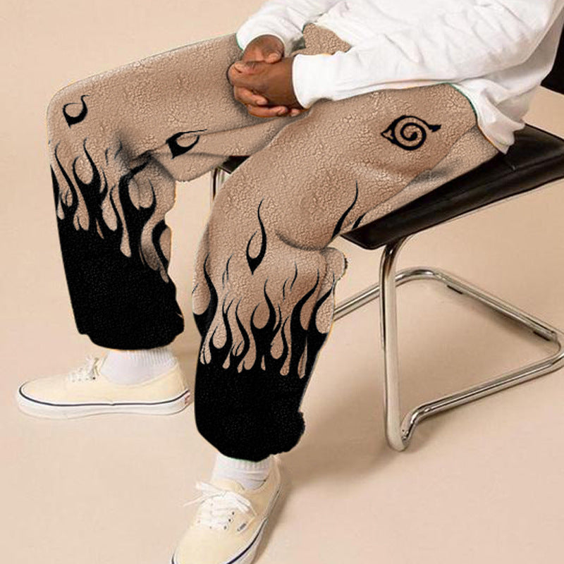 Lässige Herren Sweatpants Flammendruck Trendig Bequem