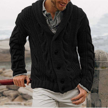 Herren Strickjacke Grobmuster Elegant Revers