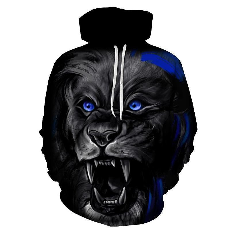Herren Kapuzenpullover Wolfsgrafik Cooler Style Berlin