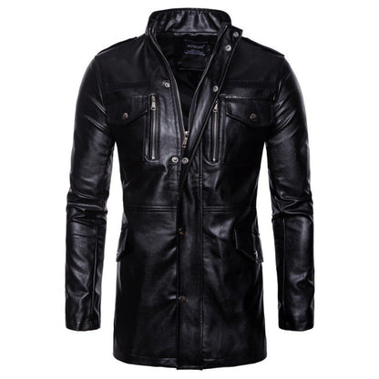 Lederjacke Herren Biker Style Asymmetrisch Mit Taschen