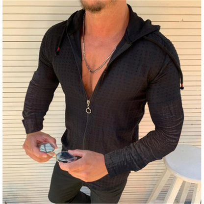 Herren Kapuzenjacke Modern Strukturiert Reißverschluss