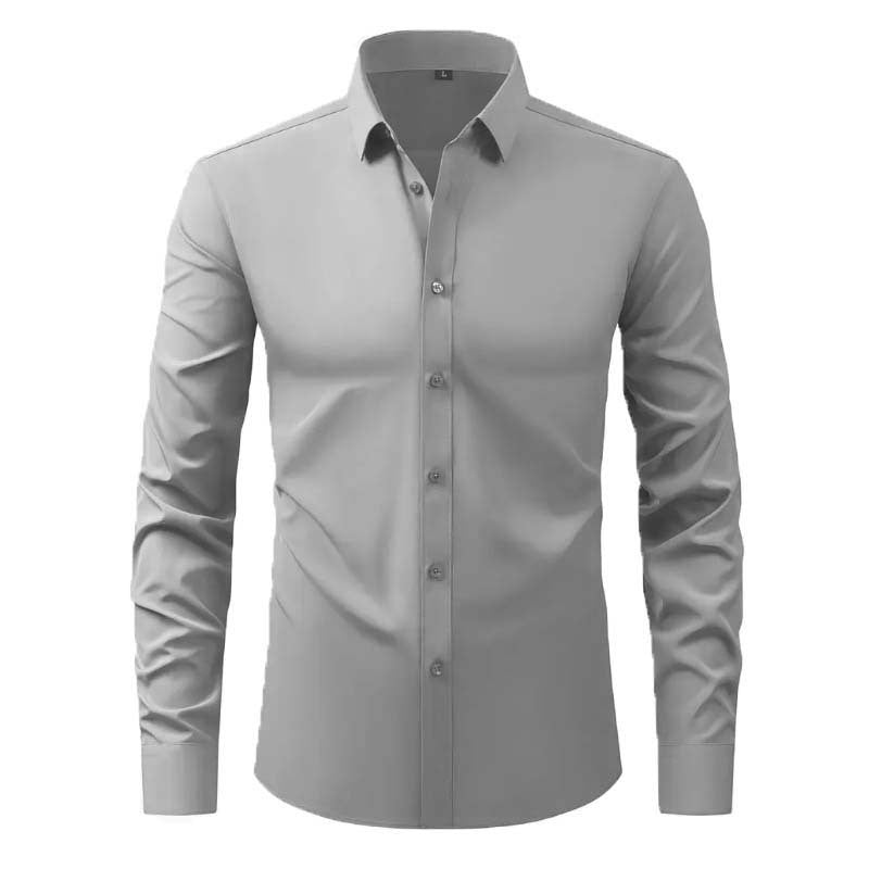 Herren Hemd Langarm Modernes Design Schwarzes Slimfit