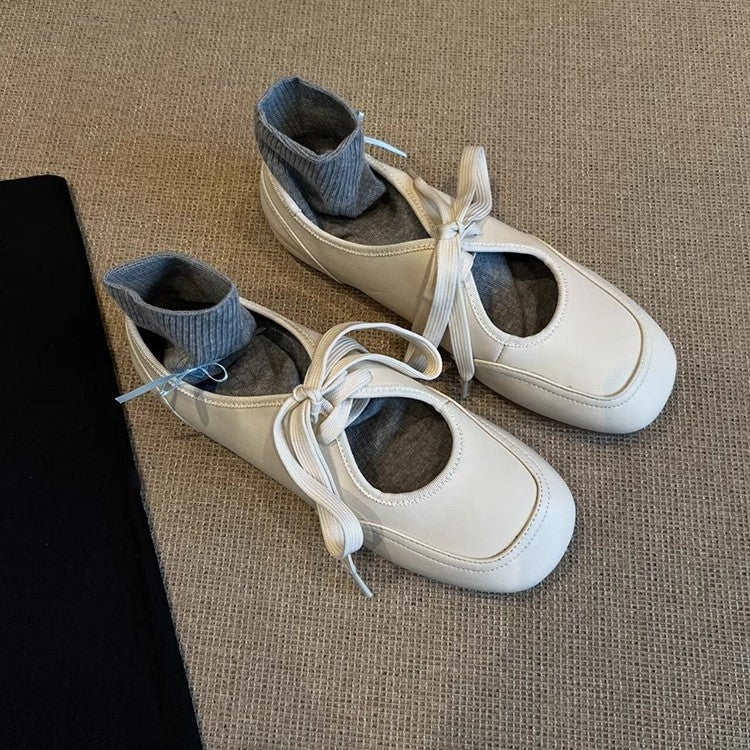 Damen Ballettschuhe Elastisch Knöchelschutz Schleifenverschluss Elegante Mode - BerlinGlamour