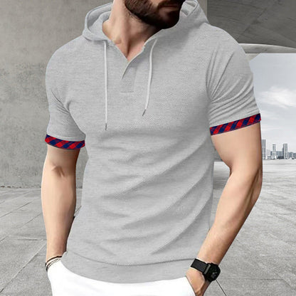 Herren Polo Shirt Kapuze Modern Sportlich