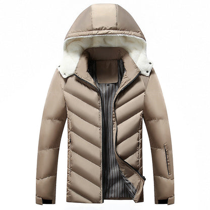 Herren Winterjacke Gefüttert Warm mit Abnehmbarer Kapuze