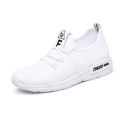 Damen Sneaker Leicht Atmungsaktiv Mesh Weiß
